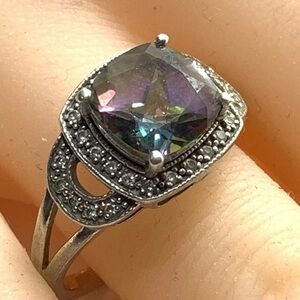 Elegant Blue Topaz  Sterling Silver Women's Ring